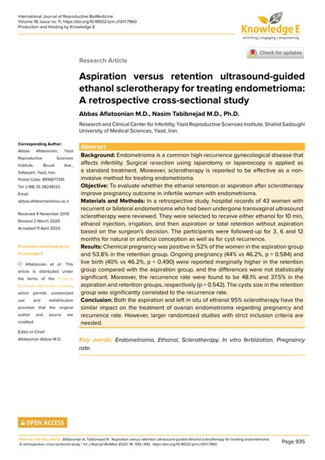 Pdf Aspiration Versus Retention Ultrasound Guided Ethanol