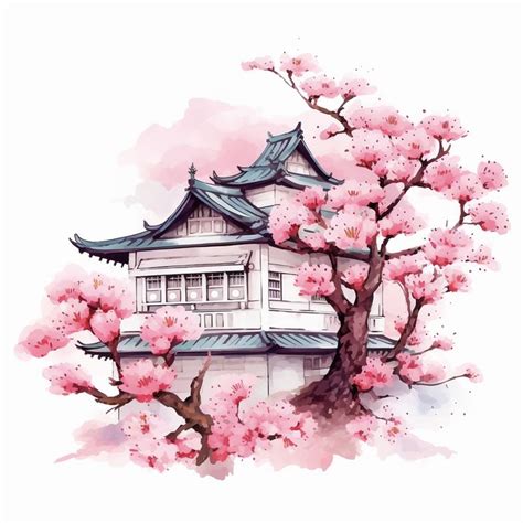 Cherry Blossom Tree Watercolor Painting