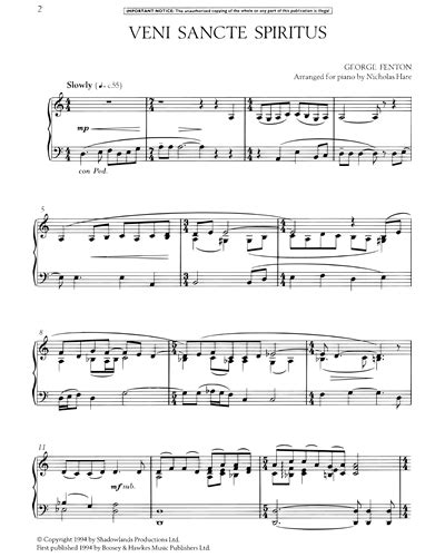 Veni Sancte Spiritus For Piano Sheet Music By George Fenton Nkoda