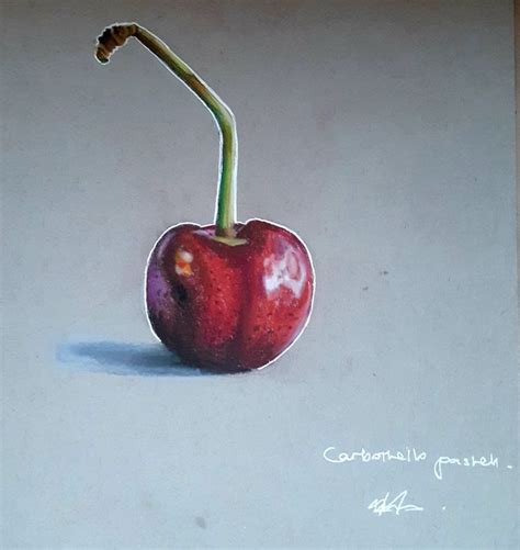 Cherry Drawing With Carbothello Pastel Pencils