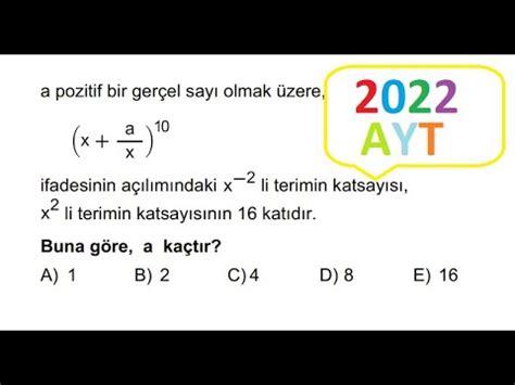 ÇIKMIŞ SORU 2022 AYT BİNOM SORUSU 2023yks 2023ykstayfa ösym tyt