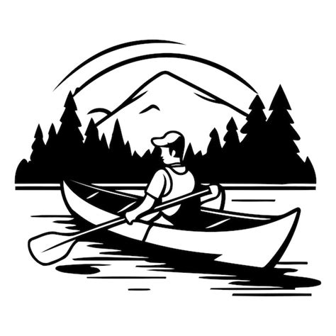 Kayak En El Lago Ilustraci N Vectorial De Un Hombre Remando En Una