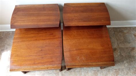 Vintage 1956 Pair Of Lane Acclaim Mid Century Modern Step 2 Tier End