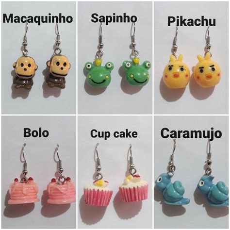 Brinco Kawaii Divertido Em Resina Elo Produtos Especiais