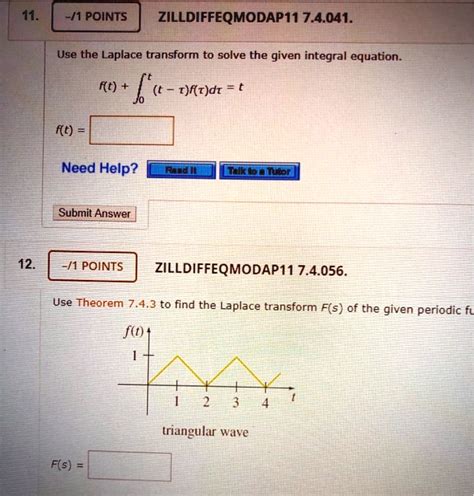 Solved Zill Diff Eq Mod Ap Use The Laplace Transform To