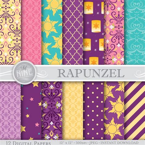 Rapunzel Digital Paper Tangled Inspired Pattern Prints