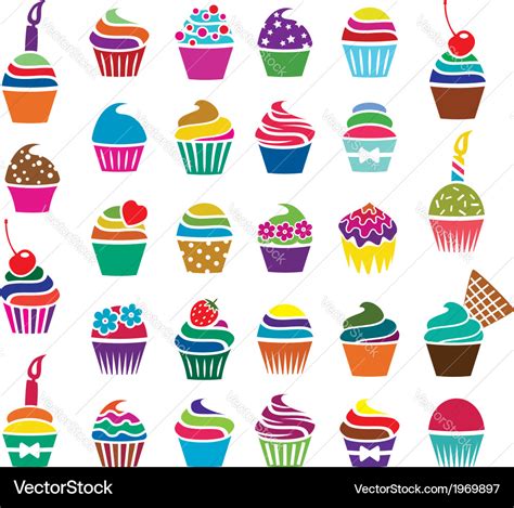 Cupcakes Icons Royalty Free Vector Image Vectorstock