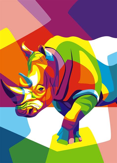 Rhino Pop Art Poster Picture Metal Print Paint By Dika Sujud