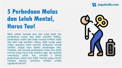 5 Perbedaan Malas Dan Lelah Mental Harus Tau