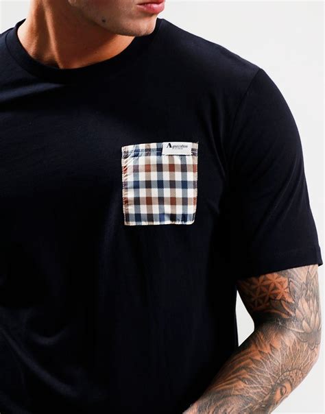 Aquascutum Check Pocket T Shirt Black Terraces Menswear