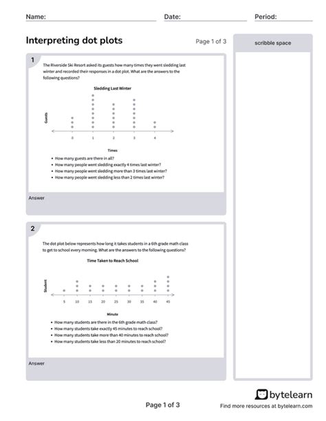 Interpret Dot Plots Worksheets [pdf] 6 Sp B 4 7th Grade Math Worksheets Library