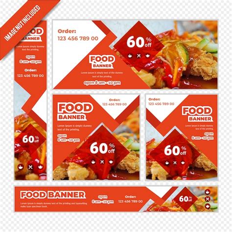 Conjunto De Banners Web Para Restaurante Vector Premium