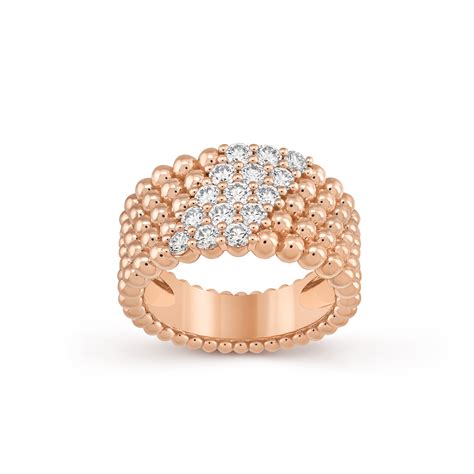 Perlée diamonds ring 5 rows 18K rose gold Diamond Van Cleef Arpels