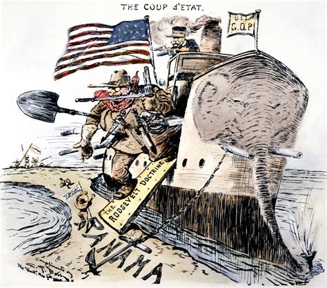 Panama Canal Cartoon, 1903. /Npresident Theodore Roosevelt, Assisted By ...