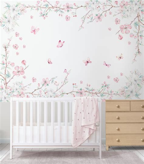 Papel de Parede Floral Borboletinha Quarto de Bebê Vr525 Elo7