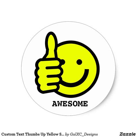 Custom Text Thumbs Up Yellow Face Sticker | Zazzle | Face stickers ...