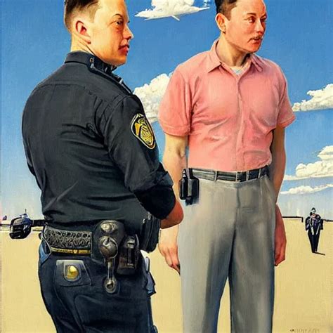 Elon Musk Getting Arrested Painting In The Style Of Stable Diffusion