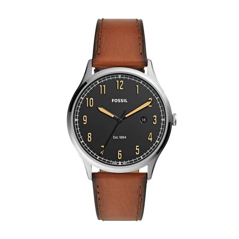 Fossil Men S Forrester Three Hand Date Luggage Leather Watch Fs