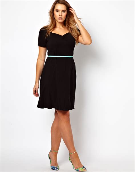 Asos Curve Exclusive Skater Dress With Sweetheart Neckline And Short