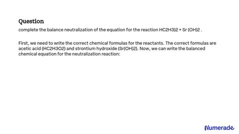 Solved Complete The Balanced Neutralization Equation For The Reaction