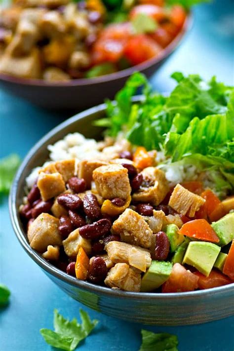 Chipotle Chicken Beans Rice Salad Bowls