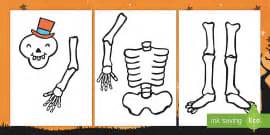 Skeleton Themed Cutting Skills Activity Sheets Twinkl