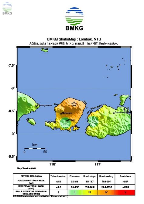 Ulasan Guncangan Tanah Gempa Lombok Timur 05 Agustus 2018 | BMKG