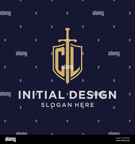 CL logo initial monogram with shield and sword design ideas Stock ...