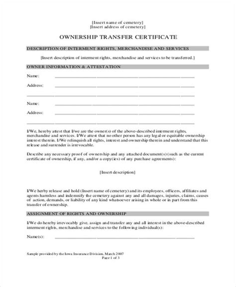 Free Ownership Transfer Letter Templates Pdf Doc Apple Pages