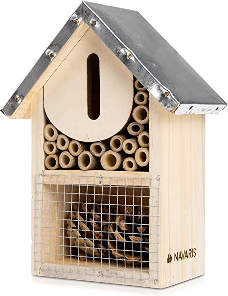 Navaris S Wooden Insect Hotel 15 X 8 X 20 Cm Natural Wood Insect