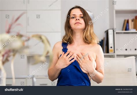 Portrait Naked Woman Cleaner Overall Standing Stock Photo 2419527233 Shutterstock