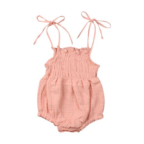 Jaweiw Baby Girl Linen Boho Romper Playsuit Muslin Overall Mustard