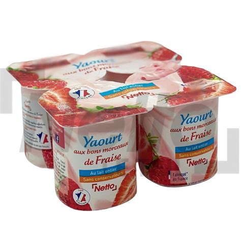 Yaourt Aux Fruits Avec Morceaux Saveur Fraise X G Netto Netto