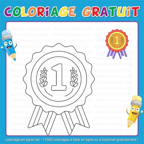 Coloriage Médaille numéro un Coloriage à imprimer ou à faire en ligne