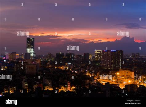 Aerial View Of Hanoi Skyline At West Lake Ho Tay In Vietnamese At