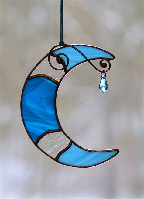 Stained Glass Moon Suncatcher Suncatchers Glass Art Trustalchemy