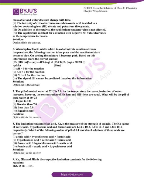 Ncert Exemplar Class Chemistry Solutions Chapter Equilibrium