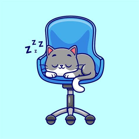 Lindo Gato Durmiendo En Silla Dibujos Animados Vector Icono Ilustraci N