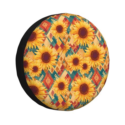 Spare Tire Cover Diamond Bohemian Sunflower Universal Fit For Rv Car