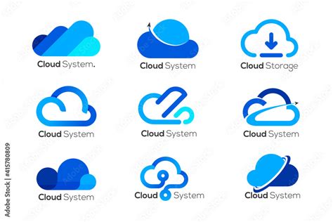 Cloud Logo Design Template 9 Different Cloud Logos Stock Vector Adobe Stock