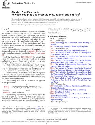 ASTM D2513 09a Standard Specification For Thermoplastic Gas Pressure