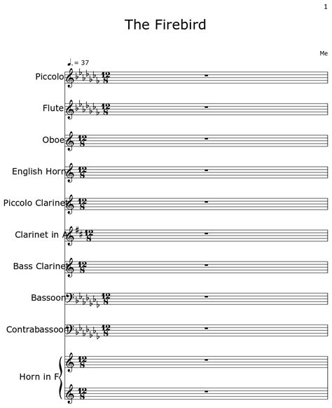 The Firebird Sheet Music For Piccolo Flute Oboe English Horn
