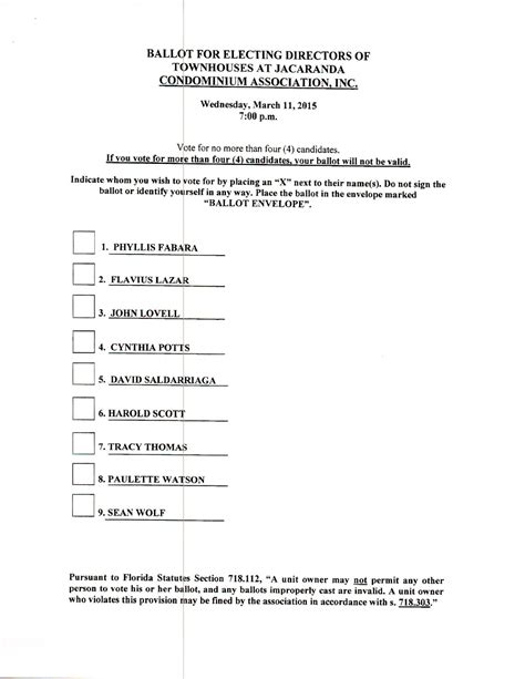 Slate Of Officers Template