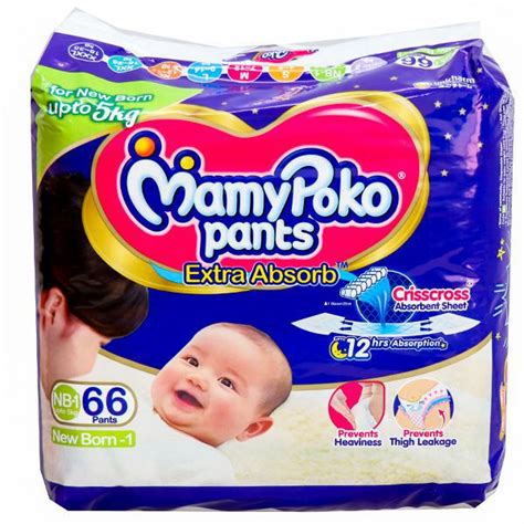 Buy MamyPoko Pants Extra Absorb Diapers NB 1 Upto 5 Kg Pack Of 66