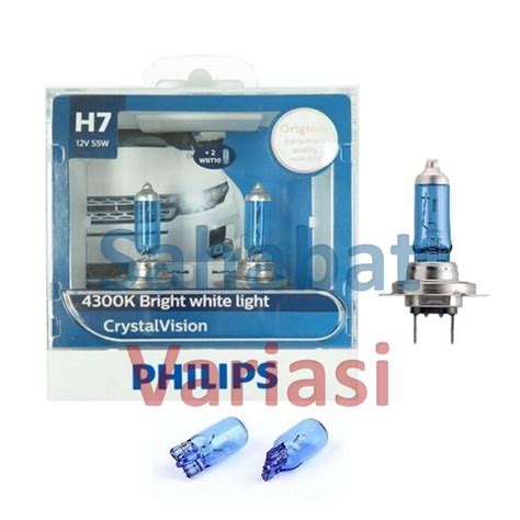 Jual Philips Crystal Vision H7 12V 55W Free T10 12V 4300K Lampu Mobil