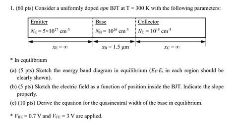 Solved 1 60 Pts Consider A Uniformly Doped Npn BJT At Chegg