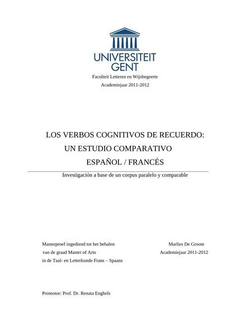 PDF LOS VERBOS COGNITIVOS DE RECUERDO UN ESTUDIO LOS VERBOS