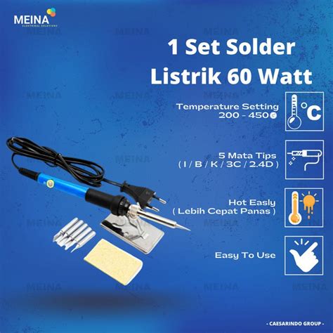 Jual SOLDER LISTRIK 60W SET SOLDER IRON 60 WATT DENGAN TEMPERATURE SUHU