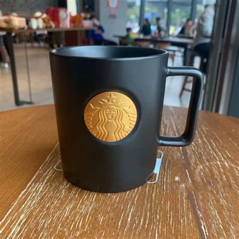 Starbucks Cup Classic Black Gold Copper Seal Coffee Mug Ceramic Cup