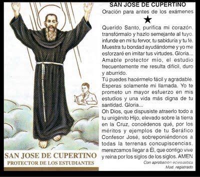 Estampas Oraciones de San José de Cupertino Oracion a san cupertino